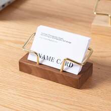 1PC Walnut & Beech Wood Business Card Holder - Premium Solid Wood Desk Organizer For Office/Executive Gift