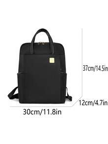 Ba lô đựng laptop chống nước bằng vải Oxford dành cho nữ, kiểu dáng thường ngày, màu trơn, thích hợp cho nữ giới, học sinh, nhân viên văn phòng, đi làm, đi học, công tác, du lịch. - màu đen - Xem 6