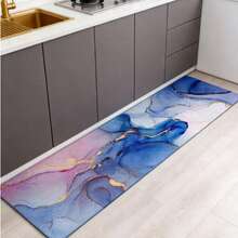 1 Peça Tapete Antiderrapante com Estampa de Mármore em Aquarela - Design Abstrato Vibrante, Capacho de PVC Lavável em Máquina, Adequado para Entrada, Sala de Estar, Quarto, Cozinha e Banheiro - Disponível em Vários Tamanhos, Tapete de Banheiro - Multicolorido - Visão 5