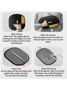 Pet Hair Remover, 2 Packs Electrostatic Pet Hair Removal Gloves, Reusable Dog Fur Removal Tools Bed Sheets, Blankets, Clothes, Sofas, Multi - Functional Gloves - Multicolor - View 7