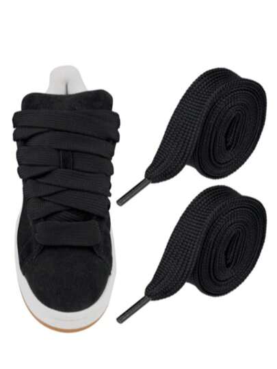 1 par de cordones planos y anchos de 120 cm de longitud y 1 cm de ancho, adecuados para zapatillas (negro/blanco clásico/con agujetas de plástico), útiles para volver al colegio, accesorios para zapatos y botas de mujer, adecuados para exteriores, deportes, viajes, hogar, oficina, escuela y también pueden usarse como regalos para el hogar.