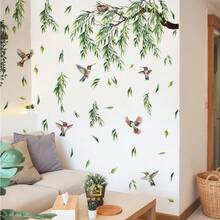 BRUP 1/2/3张/套 动物绿叶墙贴，可移除PVC材质，儿童房装饰，树枝树叶卧室墙贴，自粘春季墙贴 - 彩色 - 查看 3