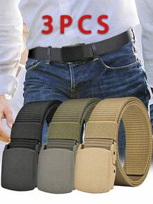 1/2/3条装自动扣尼龙腰带，男士军用战术腰带，男士帆布腰带，腰带，高品质腰带