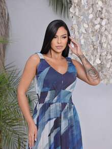 Women's Fitted Tulle Tank Top Jumpsuit - Royal Blue - View 4