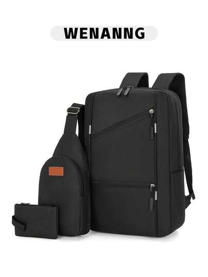 Oxford Cloth Business Backpack, Couple Backpack Set, Student Backpack, Includes Laptop Backpack And Travel Bag, Laptop Backpack For College, Multifunctional Men's Gift, Multifunctional Bag, Winter Black Bag, Outdoor Holiday Travel Essential, Holiday Essential Bag, Men's Bag, Summer Bag, Spring Backpack
