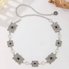 Vintage Metal Carved Butterfly Decor Waist Chain, Unique High-End Versatile Chain, Bowknot Boho Zinc Alloy Retro Punk Hollow Flower Waist Chain, Suitable For Spring, Summer, Autumn And Winter - Silver - View 12