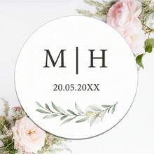 UNICCUT Nhãn dán tròn tùy chỉnh, nhãn dán cá nhân hóa phù hợp cho tiệc cưới, lễ rửa tội, hộp quà kẹo. - trắng - Xem 36