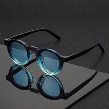 时尚小圆框男女通用眼镜，舒适弧形镜腿，适合户外活动、旅行和购物。 - 彩色 - 查看 2