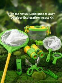 Children's Outdoor Exploration Insect Collection Set, Suitable For Elementary And Kindergarten Bug Catching Toys, Includes Magnifying Glass, Observation Box, Insect Tweezers, Storage Bag, Easy To Carry, Applicable For Outdoor Exploration, Spring Outings, Park Play And Insect Exploration Tool Set. Camping, Gardening, Holiday Birthday Novelty Gift - Multicolor - View 2