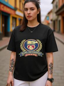 2026 Camisetas de mujer de algodón | Estampado Mamá Universidad Clase de 2026 de inspiración cultura mexicana | Camiseta cómoda para actividades diarias Playeras de mujer juvenil 2026 | Camiseta con estampado viral Mamá Universidad Clase de 2026 estilo mexicano | Camiseta deportiva transpirable - Negro - Ver 8