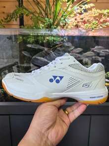 phantombear 尤尼克斯动力缓震羽毛球鞋，线条流畅，圆头设计，舒适缓震，经久耐用，透气性好，低帮，男女通用，白色，防滑，适用于羽毛球、排球、网球、乒乓球、跑步、旅行 - 藍白色 - 查看 2