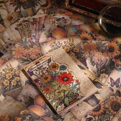 Vintage Floral Pattern Decorative Paper, Suitable For Handmade Album, Greeting Card, Decorations And Other DIY Creative Gifts, Great For Gifting To Friends