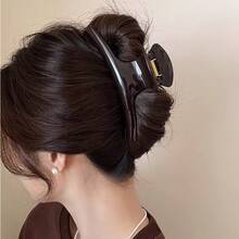 Simple And Versatile Chocolate-Colored Large Hair Clip Women, A Fashionable And Sophisticated Hair Claw Clip With A Vintage And Elegant Style. - Hình chữ T, màu nâu sô cô la (13cm) - Xem 6