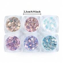 一套6颗彩虹色六边形亮片，适用于环氧树脂，闪亮美人鱼造型大亮片，树脂流动砂填充剂，可用于装饰用途，是圣诞礼物和各种项目的理想之选。 - 彩色 - 查看 4