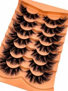 7 Pairs Thick Long Dramatic 3D Faux Mink Eyelashes, Full Strip Lashes, Natural Looking Fluffy Cat Eye Lashes, Russian Volume False Eyelashes - Lông mi Criss Cross - Xem 4