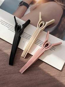1个女士极简无缝发夹，高4.33英寸，尖顶设计，蓬松发根夹，鳄鱼夹，多功能造型夹，防滑四齿夹，快速打造蓬松发型，适合沙龙和居家使用，隐形刘海造型器，哑光发夹，蓬松发夹，发爪，发夹，美发工具，发饰 - 彩色 - 查看 12