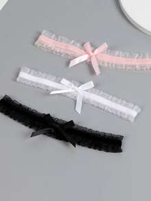 新娘伴娘婚礼丝带蝴蝶结腿套，荷叶边公主风大腿环腿部配饰，性感百搭腿套，可搭配丝袜 - 彩色 - 查看 9