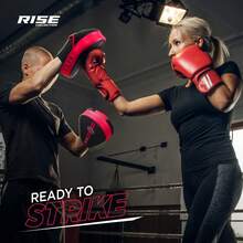 Guantes de Boxeo, Manoplas Curvas para Entrenamiento de precisión, Cuero sintético de Primera Calidad para Golpes Rectos y Ganchos, Correa Ajustable y ventilada, Ideales para Muay Thai. - Rosa y negro - Ver 3
