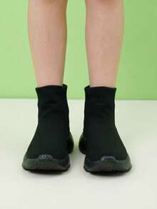 跨境儿童休闲针织一脚蹬运动鞋，男女款透气运动鞋