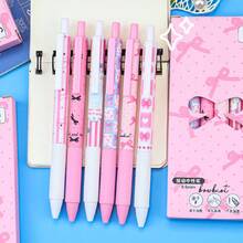 6 st/ask rosa rosettgelpennor, 0,5 mm tunn spets, mjuk skrift, lämplig för kontor, klassrum, tonåringar, vuxna, hem, skola, tentor, högtider, brevpapper - flerfärgad - Visa 5