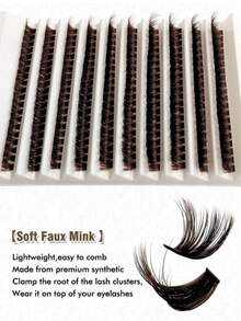 200 Stück D-Curl dicke schwarze Einzelwimpern, 80D-Curl, 9-16mm gemischte Länge, flauschig natürlich, weich & leicht, DIY Wimpernverlängerung, geeignet für den Alltag, Hochzeit, Date, Party, Musikfestival und andere Anlässe. Wimpernbüschel, einzelne Kunstwimpern, Kunstwimpern - D - Übersicht 2