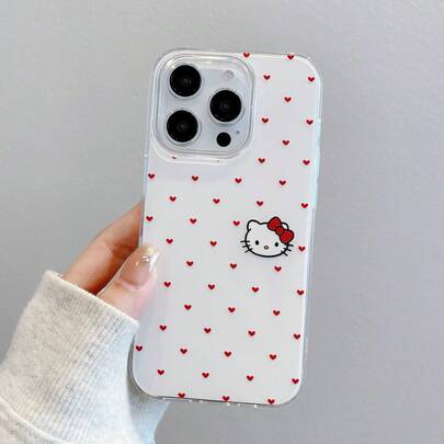 Sanrio 1个全新三丽鸥 Love U My Valentine Hello Kitty 爱心印花手机壳，适用于 17 Pro Max、16 Pro Max、15 Pro Max、14 Pro Max、13、12，时尚高端保护壳，男女通用，送给女朋友、家人、闺蜜的绝佳礼物