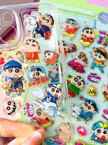 1pc Random 3D Embossed Sticker, Cute 3D Stereoscopic Resin Crayon Shin-Chan Sticker, Notebook Sticker, Suitable For Decorating Phone, Laptop, Luggage, Cup, Skateboard, Notebook And Guitar. Ideal For Daily Use, Children's Birthday Gifts, Back To School Supplies.