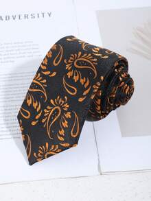 1条男士时尚休闲佩斯利花纹腰果花领带，适合商务、宴会、正式场合、婚礼、校园派对等场合搭配 - 彩色 - 查看 7