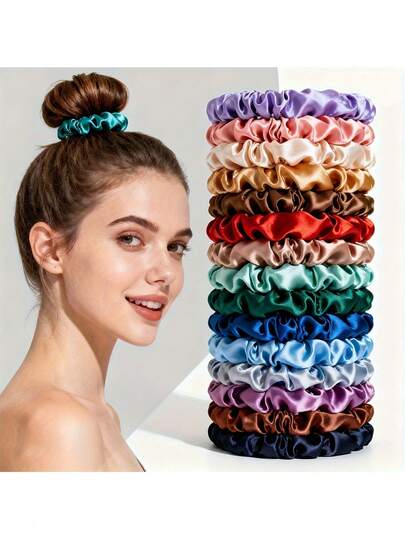 19-Piece Set Of Damage-Free Fine Hair Ties For Women - Multi-Color Mix And Match (Suitable For Blonde, Brown, And Red Hair) | Bohemian/Minimalist Elastic Hair Ties, Suitable For Ponytails, Buns, And Braids | Gentle Hair Accessories For Fine Hair, Bulk Hair Accessory Gifts