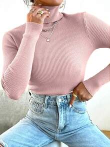 Women's Long Sleeve Knitted Sweater -  Winter Style! - Màu Hồng baby - Xem 1