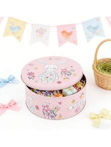 1 pieza Caja de almacenamiento de hierro redonda multifuncional con forma de conejo, puede almacenar varios artículos, caja de almacenamiento creativa y única, caja de conejo linda, caja de caramelos, caja de galletas, caja de té, tarro de caramelos, contenedor de almacenamiento, caja de embalaje, caja de regalo, adecuada para regalos de Pascua, Año Nuevo, Día de San Patricio - Multicolor - Ver 10