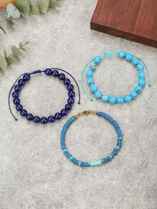 Bộ 3-4 vòng tay hạt đá mắt hổ độc đáo dành cho nam, vòng tay dệt phù hợp với trang phục hàng ngày, quà tặng cho bạn trai/cha. - Nhiều màu - Xem 10