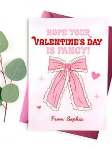 Customizable Valentine's Day Card With Envelope, Customizable Text Content, Designed With Ruffle Edges, Bow, And Heart Patterns, Suitable For Valentine's Day Cards, Elegant Romantic Messages, Gift Attachments (Includes Envelope) - Multicolor - View 4