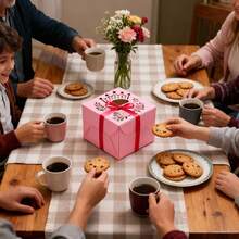 28个/包 母亲节烘焙DIY饼干礼品包装开窗纸盒，节日派对糖果巧克力零食礼盒，4种混合图案 - 彩色 - 查看 6