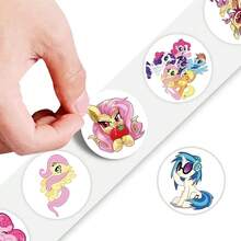 500pcs/Roll My Little Pony Stickers | Round Glitter Pre-Coated Paper Stickers Suitable For Water Bottles, Laptops, Phones, Helmets, Etc. - Multicolor - View 3