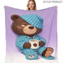 1pc Cute Cartoon Bear Pattern Blanket, Soft, Skin-Friendly, Warm, Comfortable Blanket For Home, Sofa, Bedroom, And Afternoon Nap. Adorable Design, Cozy Decorative Blanket, Suitable For All Seasons. Delicate Touch, Lint-Free, And Easy To Care For. - Multicolor 1 - View 10