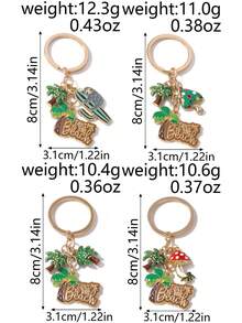 1pc Creative Multi-Color Mushroom, Letter, Coconut Tree, Cactus Keychain, Everyday Carry Key Ring For Women - Multicolor - View 12