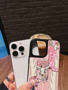 Estuche para teléfono con botas de vaquero del salvaje oeste y flores Compatible con fundas para teléfonos   17  16 Pro Max  15 Pro Max  13 y  12 Hecho de material de TPU con un cierre magnético incorporado para un fácil almacenamiento de documentos, ya sea para uso diario o viajes Cómodo al tacto Un gran regalo para familiares, amigos, seres queridos, novios, novias y para aniversarios y días festivos - Rosa - Ver 4