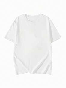 女士圆领短袖T恤，新款夏季字母印花，时尚休闲百搭宽松上衣 - 白色 - 查看 4