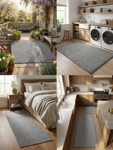 1pc Gray Square Faux Jute Rug, Anti-Scratch, Washable, Easy To Clean, Ideal For Pet Owners, Suitable For Living Room, Dining Room, Study, Bedroom And Other Spaces - Grey - View 2