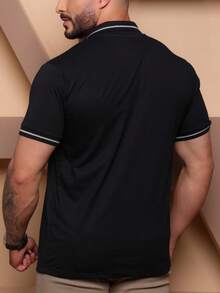 Kit Of 2 High Quality Polo Shirts 100% Cotton Men's Basic T-Shirt Autumn Spring Spring/Autumn Summer Winter All Spring/Summer Autumn/Winter Spring/Summer/Autumn Regular Fit Christmas Thanksgiving Valentine's Day Pride Month Teacher's Day Father's Day Polo Shirt - 瑪薩拉和黑色 - 查看 2