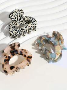 1 Peça Presilha de Cabelo de Acetato com Estampa de Leopardo, Presilha de Cabelo Minimalista Retrô, Acessório Elegante para Uso Diário, Férias, Transporte, Festa, Reunião, Presente Ideal para Mulheres, Presilha de Cabelo da Moda de Volta às Aulas - Multicolorido - Visão 4