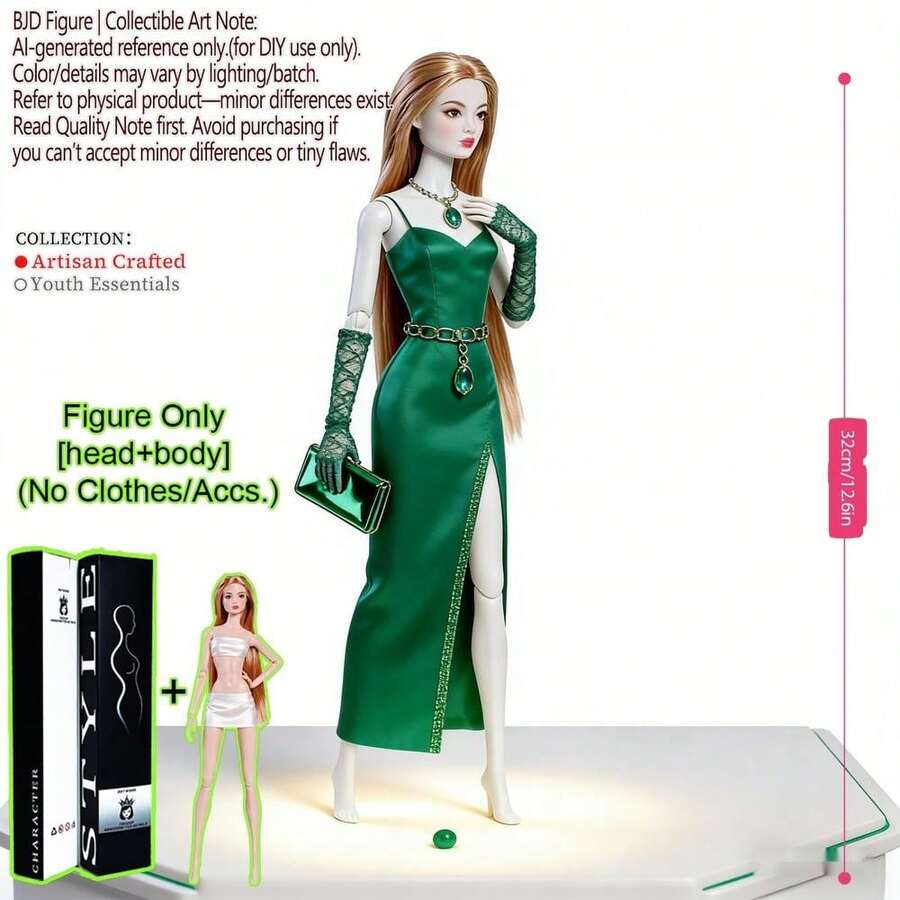 12.6in 1/6 BJD/MJD Supermodel Doll, 12-Joint Posable Ball-Jointed Toy, Realistic Modifiable Makeup, Exquisite Contour, Fluffy Voluminous Hair, Chic Silhouette, Desktop Display, No Clothing - DollOnlyNoAttire - View 1