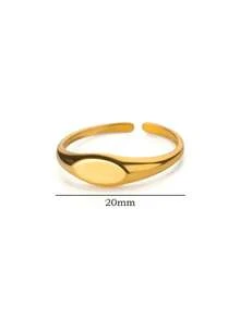 1 chiếc nhẫn nữ kiểu dáng tối giản hình bầu dục, chất liệu thép không gỉ mạ vàng, kiểu dáng hình học, trang sức cưới thanh lịch. - Vàng - Xem 3