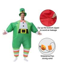 充气圣帕特里克节服装 充气绿色小妖精服装派对万圣节套装 男女通用 - 彩色 - 查看 5