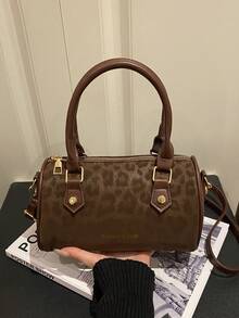 新款复古豹纹小手提包，时尚托特包、单肩包、斜挎包、波士顿枕形包 - 彩色 - 查看 11