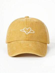 1pc Kids Embroidered Heart Washed Baseball Cap, Adjustable Outdoor Sun Protection Casual Hat Suitable For Boys And Girls, Spring/Autumn Travel Beach Holiday - Baseball Cap - View 9