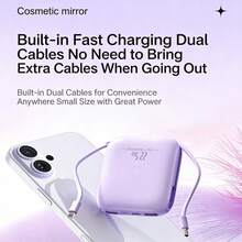 Sạc dự phòng mini 2 trong 1 tích hợp cáp tiện dụng, dung lượng 10000mAh, sạc nhanh 15W, kèm gương trang điểm, tiện lợi khi đi du lịch, bộ quà tặng Valentine kèm theo. - Hồng - Xem 5