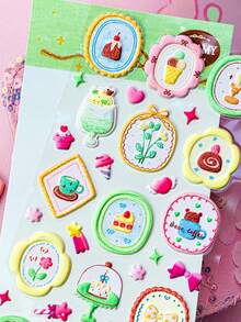 Sello de diario 3D DIY, pegatinas de espuma de dibujos animados para teléfono, pegatinas decorativas, decoraciones de arte de pegatinas para niños, regalos de pegatinas decorativas, decoración del hogar, decoración de fiestas, regalos de cumpleaños, diversos regalos festivos, DIY de moda - Multicolor - Ver 12