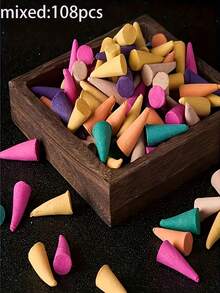 108 件天然檀香香锥，芳香香薰熏香，适用于卧室、浴室、客厅 - 抗菌、无羽毛、木制 - 彩色 - 查看 10